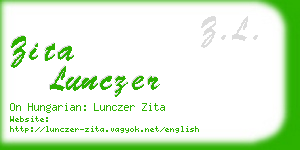 zita lunczer business card